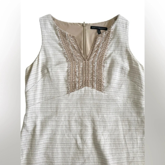 White House Black Market linen lace blend 2 piece dress jacket suit 12 - Picture 9 of 15